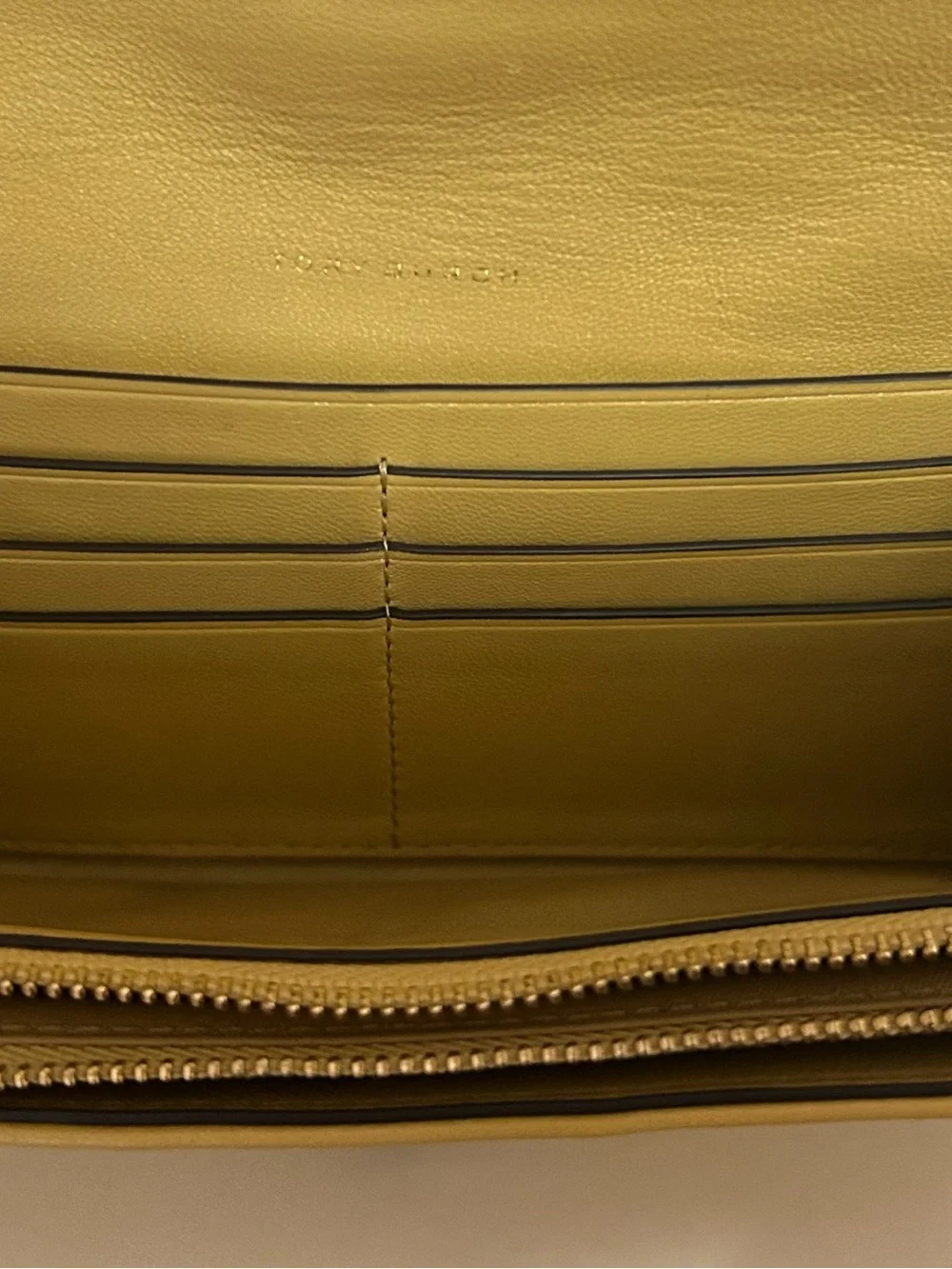 Tory Burch Kira Quilted Envelope Wallet - Mustard Yellow Leather